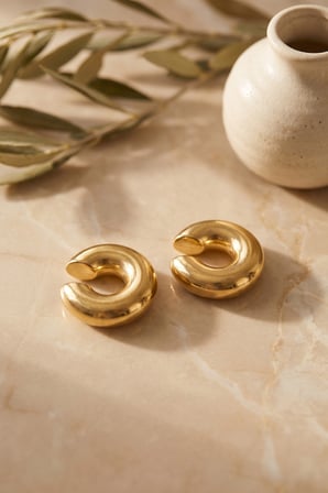 316L Çelik Gold Renk Çiftli Earcuff Küpe 5886