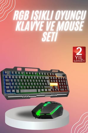 RGB Işıklı Gaming Oyuncu Klavye Q Klavye Mouse Hediyeli