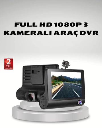 Araç Kamerası 3’lü Full HD DVR 1080P Gece Görüşlü ve G-Sensörlü