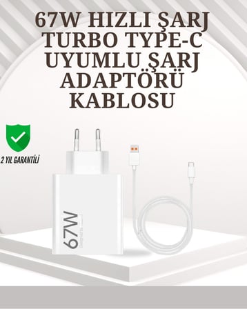 Type-C Uyumlu 67W Turbo Hızlı Şarj Aleti Akıllı Koruma Sistemli