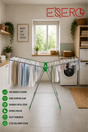 CC025 Çok Amaçlı Katlanır Çamaşır Kurutmalık Mandal Sepetli Yer Tasarruflu Çamaşırlık