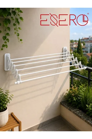 Duvara Monte Katlanır Çamaşırlık 75X50 cm | Yer Kaplamayan Açılır Kapanır Çamaşır Kurutmalık | Balkon, Banyo ve Çamaşır Odası Için