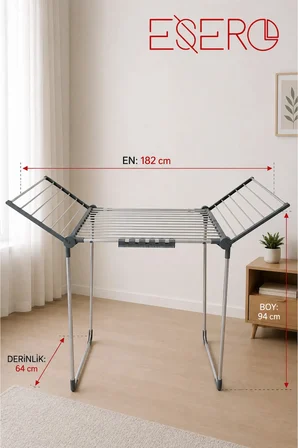 MB1606 Katlanır Çamaşır Kurutmalık Büyük Boy Çamaşır Askılığı Geniş Kapasiteli Kurutma Standı