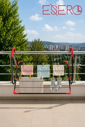 Balkon Tipi Katlanır Çamaşırlık – Yan Demirlerden Katlanabilir, Yer Kaplamayan Pratik Kurutmalık | 101x54 cm