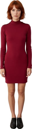Kadın Bodycon Kesim Rejenere Kaşkorse Kışlık Dik Yaka Uzun Kollu Düz Mini Elbise Kaliteli Şık