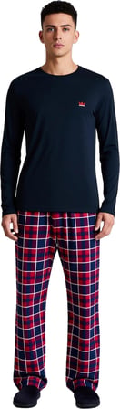 Erkek Kareli Pijama Takımı Bisiklet Yaka Sweatshirt Pantolon Fonksiyonel Dayanıklı Estetik