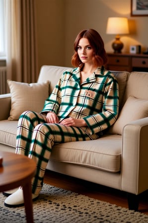 Kadın Polar Pijama Takımı Ekose Geyik Nakışlı Uzun Kollu Fonksiyonel Dayanıklı Kaliteli Şık