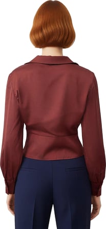 Kadın Saten Dokuma Fitted Bluz Gömlek Yaka Uzun Kollu Kaliteli Şık Rahat Modern Zarif Günlük