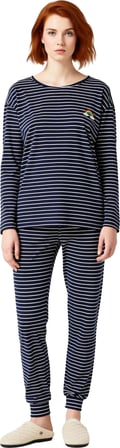 Kadın Çizgili Gökkuşağı Detaylı Pijama Seti Fonksiyonel Dayanıklı Kaliteli Konforlu Modern