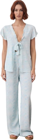 Kadın Etnik Desenli V Yaka Kısa Kollu Pijama Takımı Fonksiyonel Dayanıklı Kaliteli Estetik