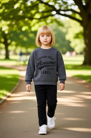 Kız Çocuk Slogan Baskılı Polar Sweatshirt ve Esnek Tayt İkili Takım Kaliteli Şık Rahat