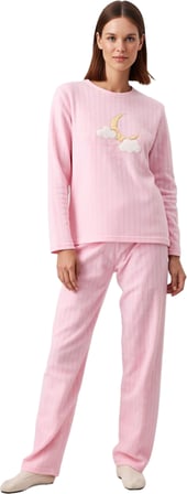 Kadın Sevimli Penguen Desenli Polar Pijama Fonksiyonel Dayanıklı Kaliteli Konforlu Estetik
