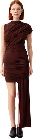 Kadınlara Özel Bodycon Kesim Kolsuz Asimetrik Mini Elbise Örme Sandy Kumaş Zarif Şık Görünüm