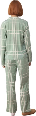 Kadin Ekose Ayicik Desenli Pijama Takımı Gömlek Yaka Uzun Kollu Fonksiyonel Dayanıklı Spor