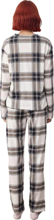 Kadın Ekose Desenli Uzun Kollu Pijama Takımı Fonksiyonel Dayanıklı Kaliteli Konforlu Rahat