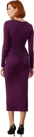 Kadın Fashion Forward Midi Elbise Bisiklet Yaka Uzun Kol Düz Bodycon Şık Gece Davetleri Kış