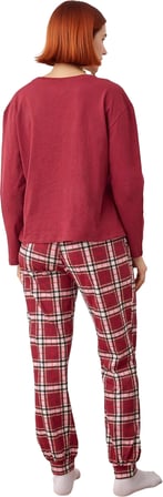 Kadın Ekose Desenli Konforlu Pijama Takımı Ev Giyimi Fonksiyonel Dayanıklı Kaliteli Modern