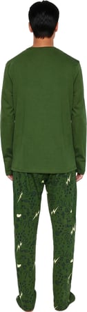 Erkek Haki Uzun Kollu Nakışlı Pijama Takımı Fonksiyonel Dayanıklı Kaliteli Konforlu Modern