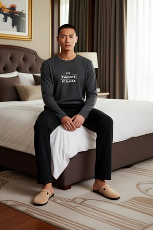 Erkek Slogan Baskılı Sweatshirt ve Pantolon Pijama Takımı Fonksiyonel Dayanıklı Kaliteli Şık