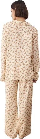 Kadın Viskoza Baskılı Pijama Takımı Gömlek ve Pantolon Uzun Kollu Fonksiyonel Dayanıklı Şık