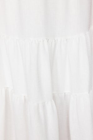 Moda Regular Düz Desen Günlük Maxi Boy Etek Ucu Dantel Detaylı Keten Görünümlü Kloş Maxi Dokuma Etek