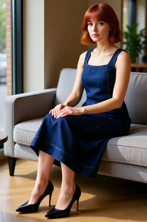 Kadın Düz Desen Askılı Bodycon Midi Denim Elbise Şık ve Rahat Günlük Kombinler İçin Kaliteli