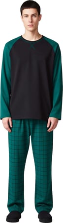 Erkek Ekose Desenli Pijama Takımı Bisiklet Yaka Uzun Kollu Fonksiyonel Dayanıklı Kaliteli Şık