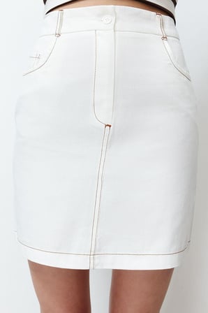 Moda Regular Düz Desen Günlük Mini Boy Gabardin Kumaş Kalem Düz Kesim Mini Boy Dokuma Etek