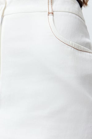 Moda Regular Düz Desen Günlük Mini Boy Gabardin Kumaş Kalem Düz Kesim Mini Boy Dokuma Etek