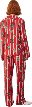 Erkek Kirmizi Cizgili Kopek Baskılı Pijama Takımı Fonksiyonel Dayanıklı Kaliteli Konforlu Şık