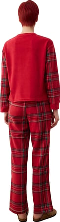 Kadın Kirmizi Ekose Polar Pijama Takımı Ayicik Detayli Fonksiyonel Dayanıklı Kaliteli Spor