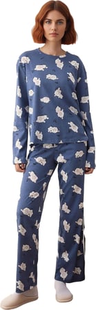 Kadın Ekose Desenli Uzun Kollu Pijama Takımı Fonksiyonel Dayanıklı Kaliteli Konforlu Rahat