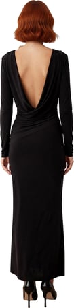 Kadınlara Özel Kayık Yaka Uzun Kol Bodycon Kesim Maxi Elbise Smart Mezuniyet ve Balo Şıklığı