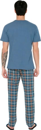 Erkek Kiremit ve Ekose Pijama Kombin Fonksiyonel Dayanıklı Kaliteli Konforlu Estetik Rahat