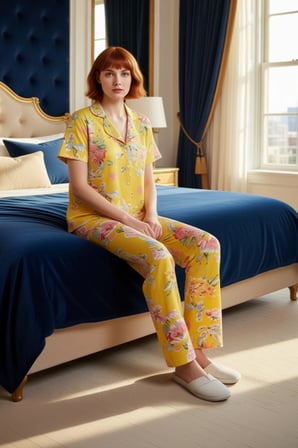 Kadın Çiçekli Örme Pijama Takımı Gömlek Yaka Fonksiyonel Dayanıklı Kaliteli Konforlu Rahat