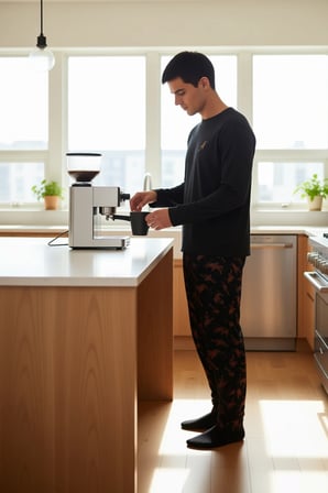 Erkek Bisiklet Yaka Uzun Kollu Baskılı Pijama Takımı Fonksiyonel Dayanıklı Kaliteli Modern