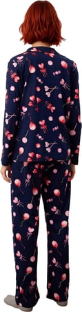 Kadin Baskılı Uzun Kollu Pijama Takımı Fonksiyonel Dayanıklı Kaliteli Konforlu Estetik Şık