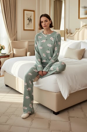 Kadın Ekose Desenli Uzun Kollu Pijama Takımı Fonksiyonel Dayanıklı Kaliteli Konforlu Rahat