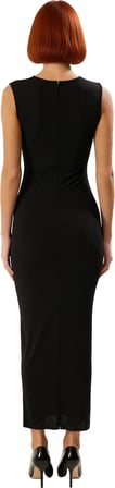 Kadın Bodycon Kalıp Kolsuz Maxi Elbise Cut Out Detaylı Zarif Sandy Dokulu Polyester Örme Kaliteli