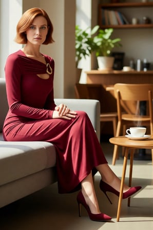 Kadın Fashion Forward Kesik Detaylı Drapeli Uzun Kollu Maxi Örme Elbise Kış Gündüz Gece Şıklığı.