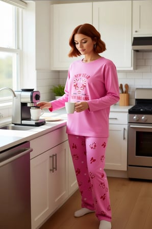 Kadin Yılbaşı Desenli Uzun Kollu Pijama Takımı Fonksiyonel Dayanıklı Kaliteli Konforlu Şık