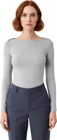 Kadın Esnek Örme Kayık Yaka Uzun Kollu Slim Fit Bluz Kaliteli Şık Rahat Modern Zarif Günlük