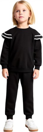 Kız Çocuk Fırfırlı Örme Sweatshirt ve Eşofman Takımı Kış Aylarında Sıcaklık ve Stil Kaliteli