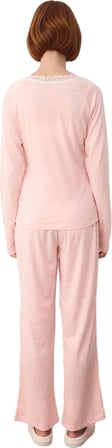 Kadın Melanj Dantelli Uzun Kollu Pijama Takımı Fonksiyonel Dayanıklı Kaliteli Konforlu Şık