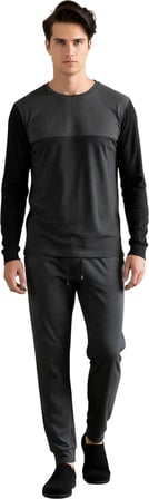 Erkek Koyu Melanj Regular Fit Pijama Takımı Fonksiyonel Dayanıklı Kaliteli Konforlu Modern