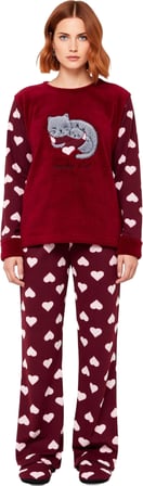 Kadın Kalpli Polar Pijama Takımı Ve Uyku Bandi Fonksiyonel Dayanıklı Kaliteli Konforlu Şık