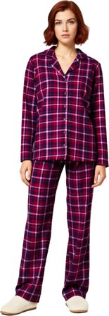 Kadın Ekoseli Gömlek Yaka Konforlu Pijama Takımı Fonksiyonel Dayanıklı Kaliteli Estetik Şık