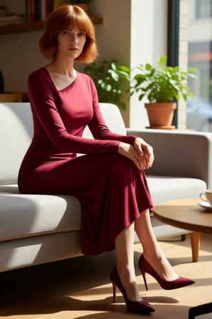 Kadınlara Özel Asimetrik Yaka Bodycon Kesim Uzun Kollu Düz Desen Midi Örme Elbise Kış Kombinleri