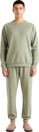 Erkek Waffle Dokuma Sweatshirt ve Pantolon Takımı Haki Fonksiyonel Dayanıklı Kaliteli Spor