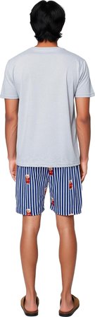 Erkek Ayıcık Desenli Bisiklet Yaka Şortlu Pijama Takımı Fonksiyonel Dayanıklı Kaliteli Şık